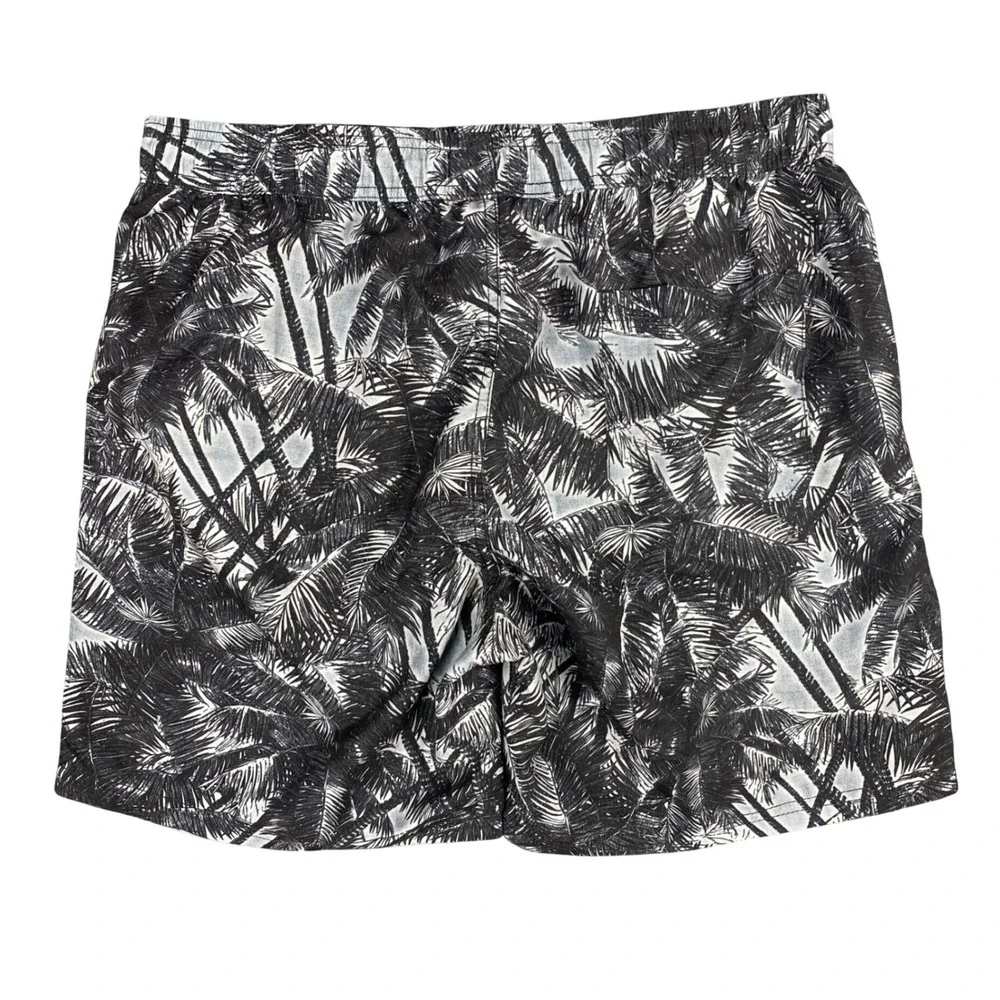 Maui‎ and Sons Mens XL Swim Trunks Black White Palm Tree Tropical Board Shorts
